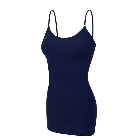 Essential Basic Women's Basic Casual Long Camisole Cami Top Regular Sizes - Navy, L