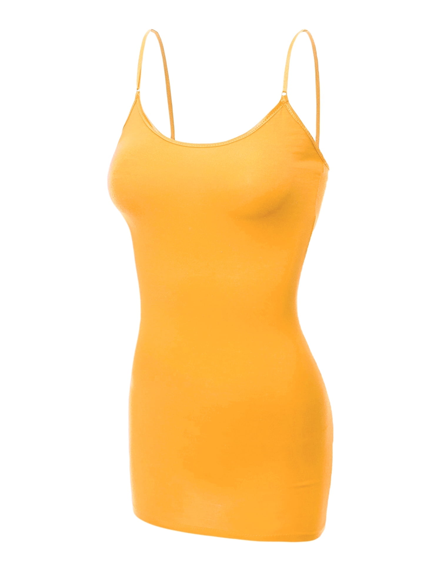 Essential Basic Women's Basic Casual Long Camisole Cami Top Regular Sizes - Neon Orange, M