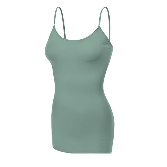 Essential Basic Women's Basic Casual Long Camisole Cami Top Regular and Plus Sizes