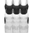thumbnail image 1 of Essential Basic Women's Casual Long Camisole Top with Adjustable Strap 6 Pack, 3Black 3White, Large, 1 of 1