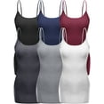 thumbnail image 1 of Essential Basic Women's Casual Long Camisole Top with Adjustable Strap 6 Pack, Blk Navy Burg HthCharc Hgry White, Medium, 1 of 5
