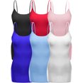 thumbnail image 1 of Essential Basic Women's Casual Long Camisole Top with Adjustable Strap 6 Pack, Blk Red LtPink Royal PastelBlue White, Large, 1 of 5