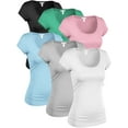 thumbnail image 1 of Essential Basic Women's Classic Short Sleeve Scoop Neck 6 Pack Tshirts, Blk Mint PBlush ABlue Slv Wht, Large, 1 of 5