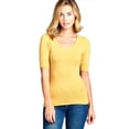 thumbnail image 1 of Essential Basic Women's Cotton Blend V Neck Tee Shirt Half Sleeves - Junior and Plus Sizes, 1 of 2