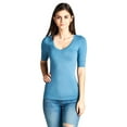 thumbnail image 1 of Essential Basic Women's Cotton Blend V Neck Tee Shirt Half Sleeves - Junior and Plus Sizes, 1 of 3