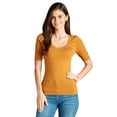 thumbnail image 1 of Essential Basic Women's Cotton Blend V Neck Tee Shirt Half Sleeves - Junior and Plus Sizes, 1 of 3