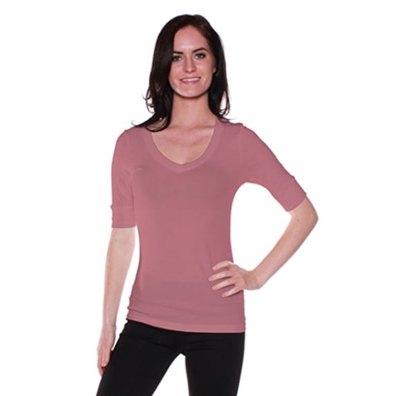 Essential Basic Women's Cotton Blend V Neck Tee Shirt Half Sleeves - Junior and Plus Sizes