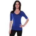 thumbnail image 1 of Essential Basic Women's Cotton Blend V Neck Tee Shirt Half Sleeves - Royal, L, 1 of 6