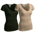 thumbnail image 1 of Essential Basic Women's Plain Short Sleeve T-Shirt V-Neck Top Junior & Plus Sizes, 1 of 3