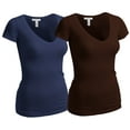 thumbnail image 1 of Essential Basic Women's Plain Short Sleeve T-Shirt V-Neck Top Junior & Plus Sizes, 1 of 3