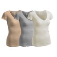 thumbnail image 1 of Essential Basic Women's Plain Short Sleeve T-Shirt V-Neck Top Plus Sizes, 1 of 4