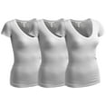 thumbnail image 1 of Essential Basic Women's Plain Short Sleeve V Neck T Shirts - 3Pk - 3 Wht, 1XL, 1 of 2