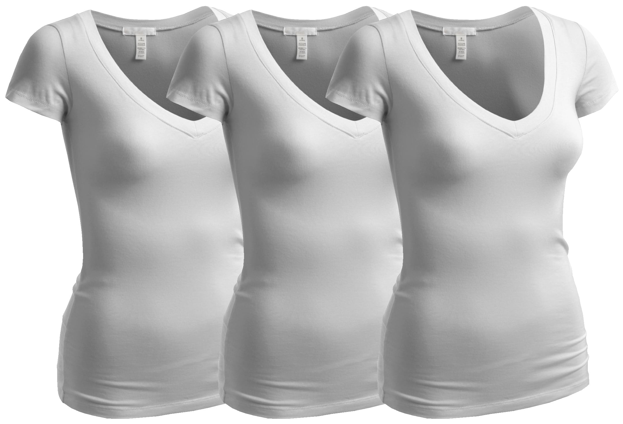 Essential Basic Women's Plain Short Sleeve V Neck T Shirts - 3Pk - 3 ...