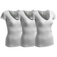 thumbnail image 1 of Essential Basic Women's Plain Short Sleeve V Neck T Shirts - 3Pk - 3 Wht, M, 1 of 2