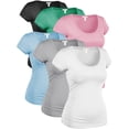thumbnail image 1 of Essential Basic Women's Plus Classic Short Sleeve Scoop Neck 6 Pack Tshirts, Blk Mint PBlush ABlue Slv Wht, 3XL, 1 of 5