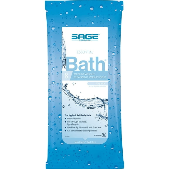 Essential Bath Bath Wipe Medium Weight Soft Pack Purified Water / Methylpropanediol / Glycerin / Aloe, Scented, 7800 - Box of 240