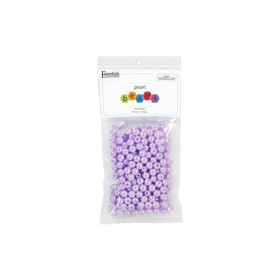Essential By Leisure Arts Pearl Beads 10Mm, Lavender, 200Pc Round Pearls For Crafting, For Jewelry Making And Diy Crafts, Craft Pearls Projects