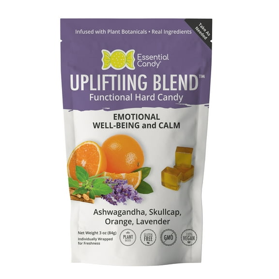 Essential Candy Uplifting Blend™ Functional Hard Candy | Ashwagandha, Skullcap, Orange, Lavender | 3 oz Bag