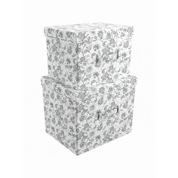 Essential Collapsible Stackable Decorative Home Storage Organization With Lidded Tops Set Of 2 Nesting Boxes With Lids Bedford Floral
