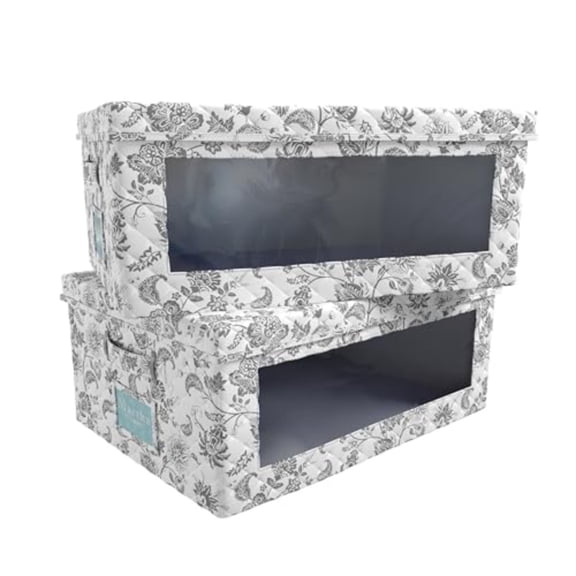 Essential Collapsible Stackable Decorative Home Storage Organization With Lidded Tops Set of 2 Lidded Storage Boxes Bedford Floral