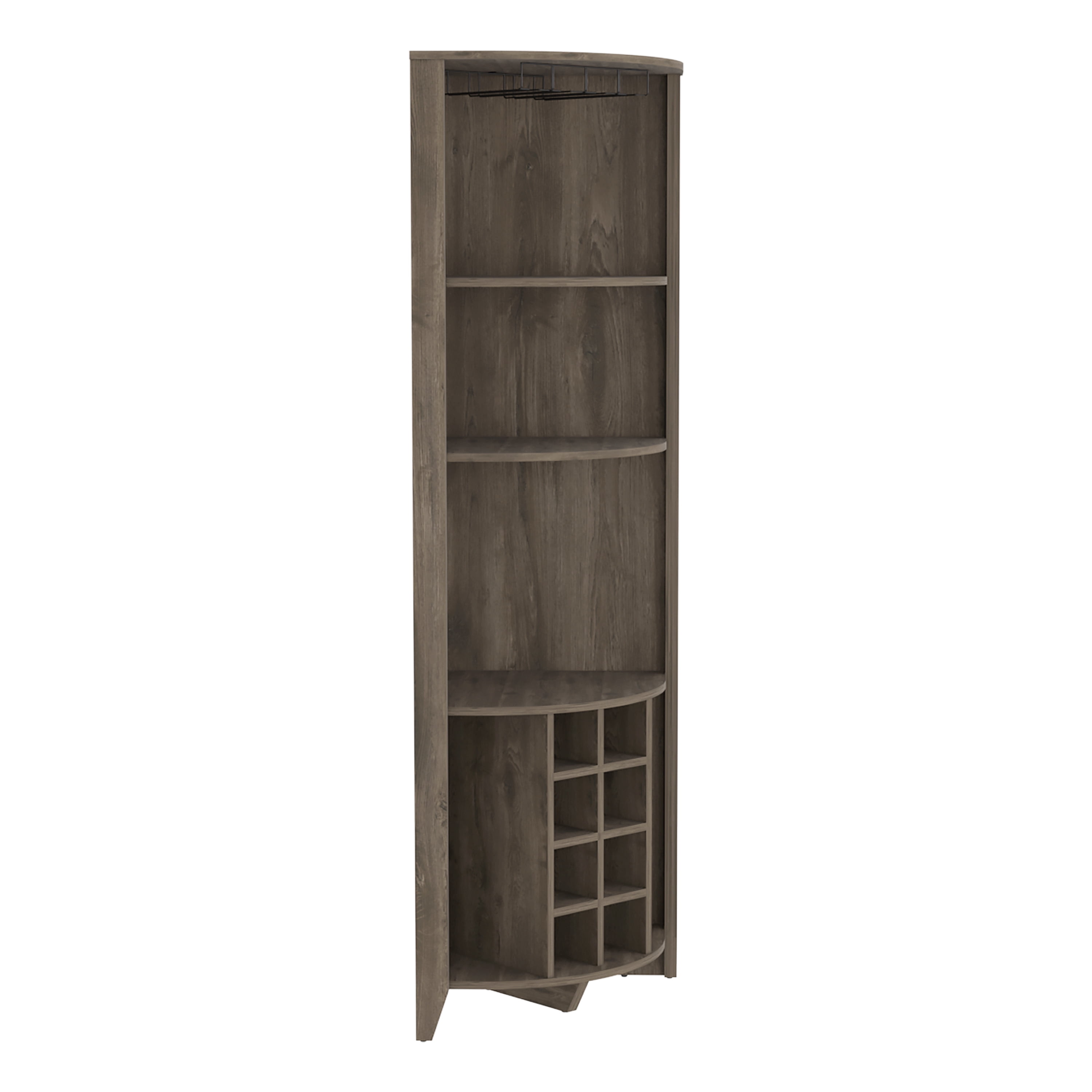 Essential Corner Bar Cabinet with 3 Shelves, 8 Wine Cubbies, Rack, and ...