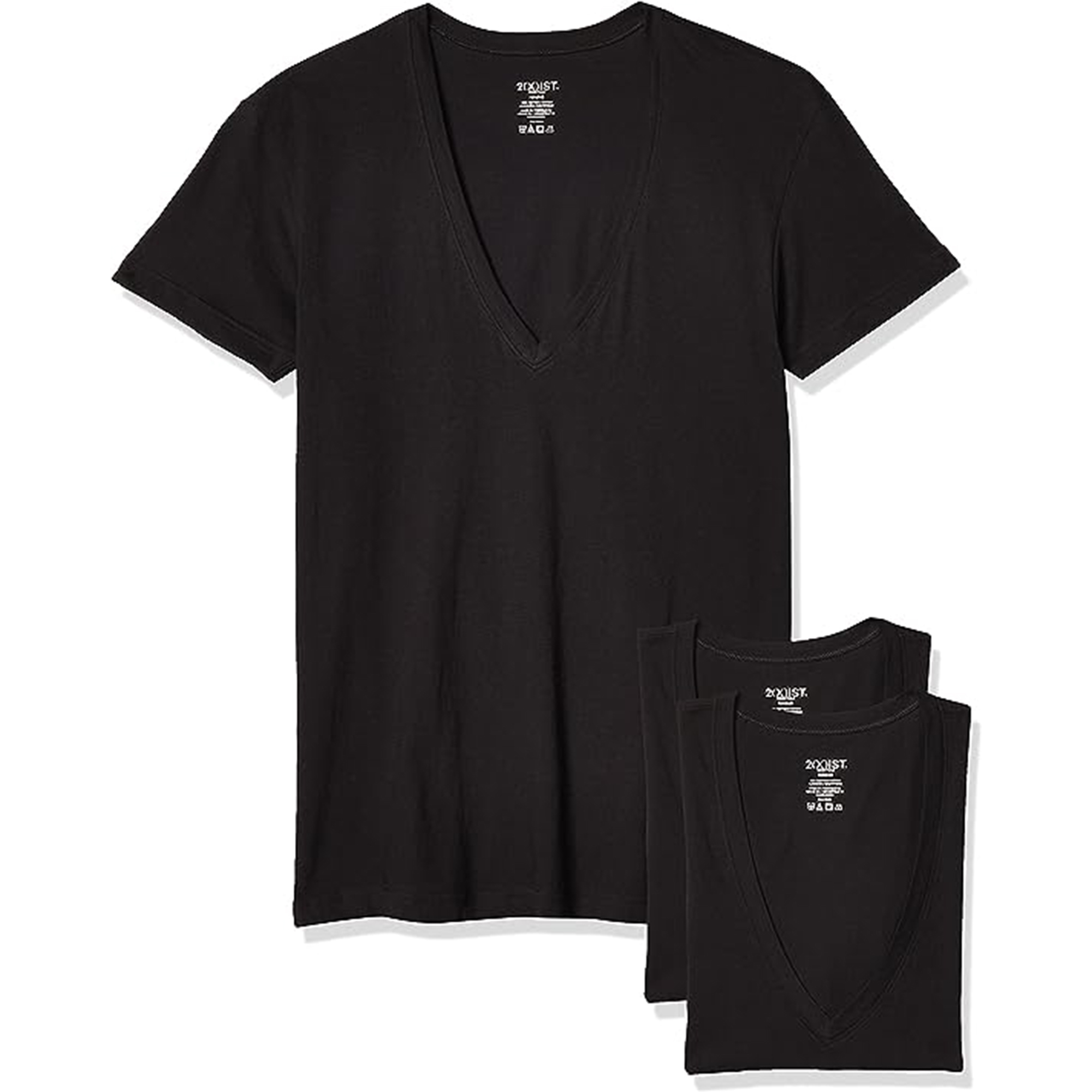 3-pack Slim Fit V-neck T-shirts - Black - Men