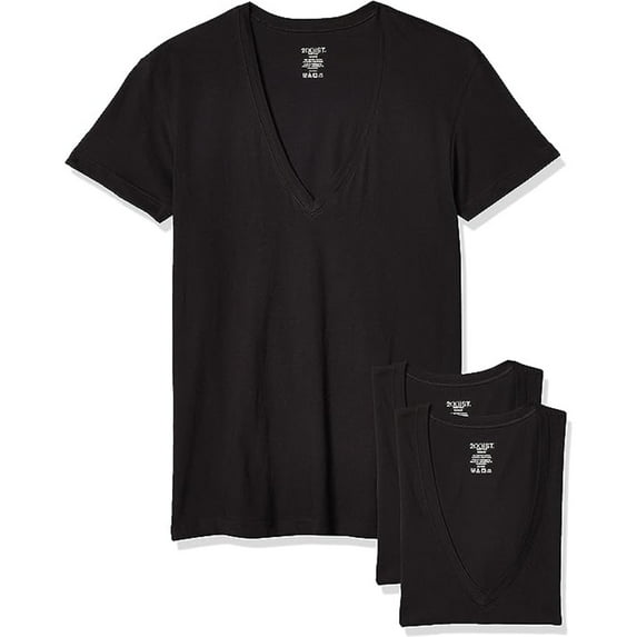 Essential Cotton Slim Fit Deep V-Neck T-Shirt 3-Pack