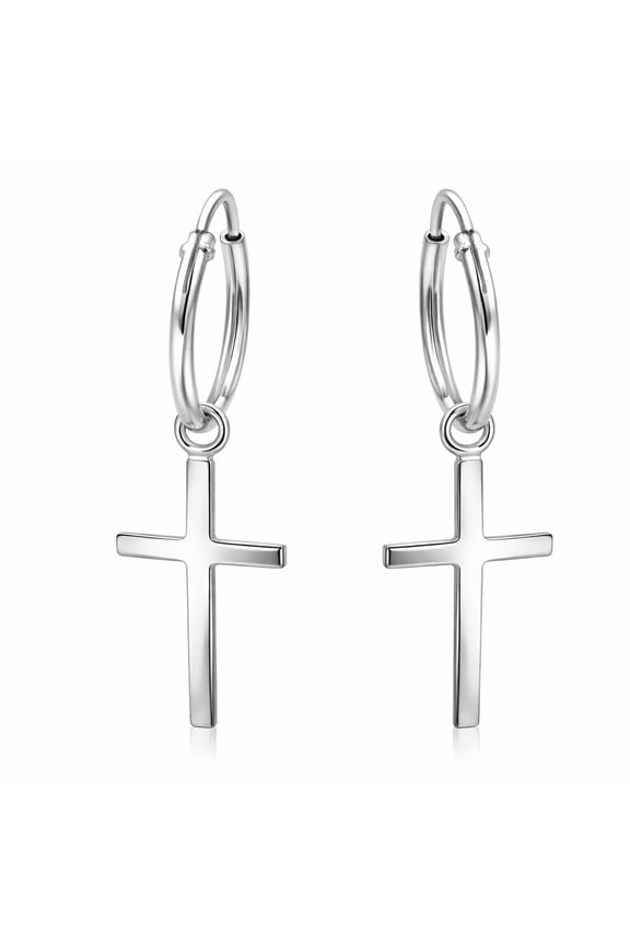 Essential Cross .925 Sterling Silver Mini Hoop Earrings