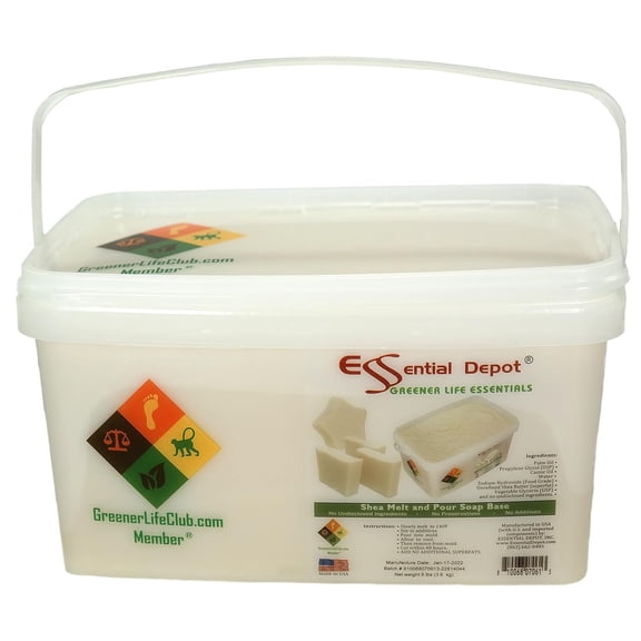 Essential Depot Shea Melt & Pour - 8 lbs Shipped in a safety-sealed square pail with resealable lid and removable handle
