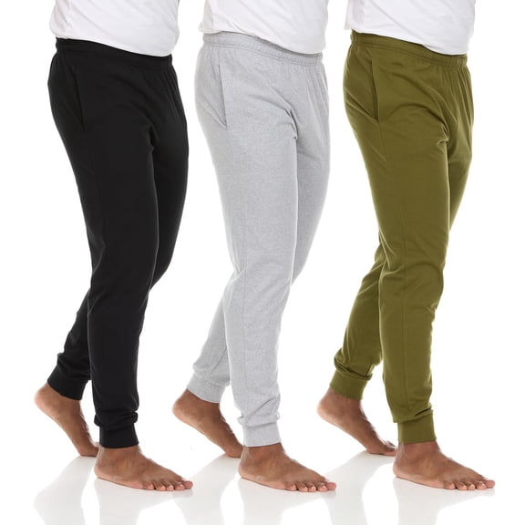 Essential Elements 3 Pack: Men's 100% Cotton Jogger Active Lounge Sweatpants with Pockets