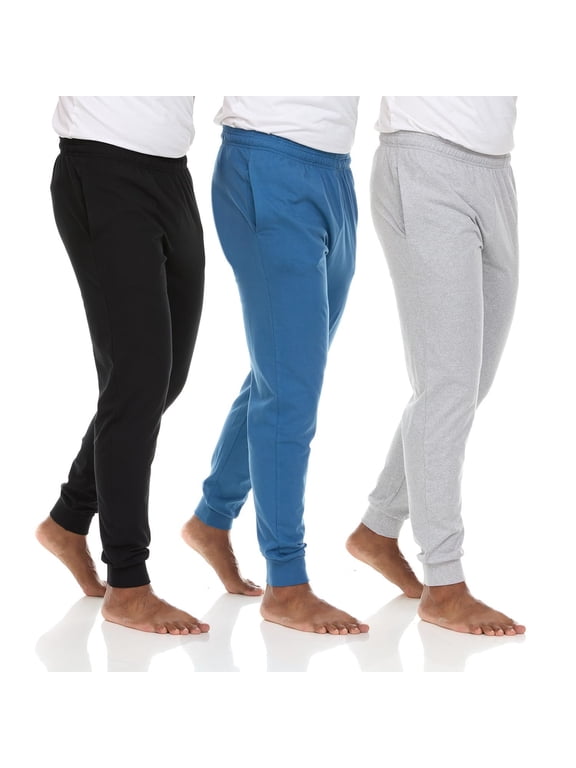 3 Pack: Men's 100% Cotton Jogger Active Lounge Sweatpants with Pockets