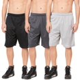 thumbnail image 1 of Essential Elements 3 Pack: Mens Active Athletic Workout Gym Open Mesh Shorts with Pockets Large, Black, Charcoal Grey, Light Grey, 1 of 4