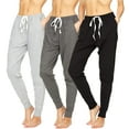thumbnail image 1 of Essential Elements 3 Pack: Women's 100% Cotton Lounge Sleep Casual Pajama Bottom Jogger Sweatpants X-Large, Set D, 1 of 6