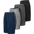 thumbnail image 1 of Essential Elements 4 Pack: Men's Active Performance Athletic Sports Workout Gym Casual Knit Basketball Shorts with Pockets Set F, Small, 1 of 7