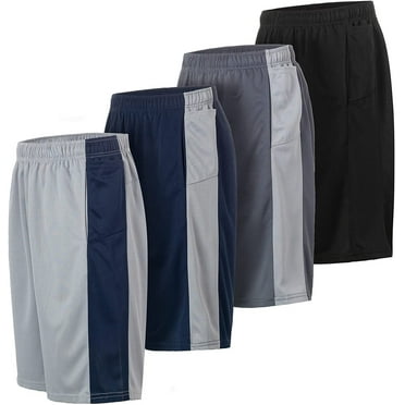 Essential Elements 4 Pack: Men's Active Performance Athletic Sports Workout Gym Casual Knit Basketball Shorts with Pockets Set G, Medium