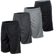 Essential Elements 4 Pack: Men's Active Performance Athletic Workout Sports Gym Mesh Basketball Shorts with Pockets