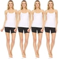 thumbnail image 1 of Essential Elements 4 Pack: Women's Cotton Spandex Spaghetti Strap Sleeveless Long Strappy Basic Layering Camisole XS-3XL XX-Large, White, 1 of 5