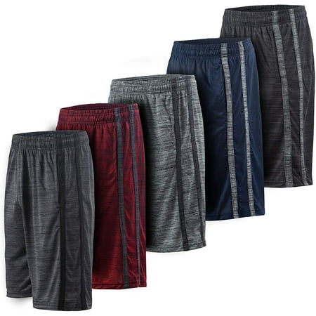 Essential Elements 5 Pack: Boys Youth Athletic Active Performance Sports Workout Basketball Lightweight Gym Shorts 8, Set C