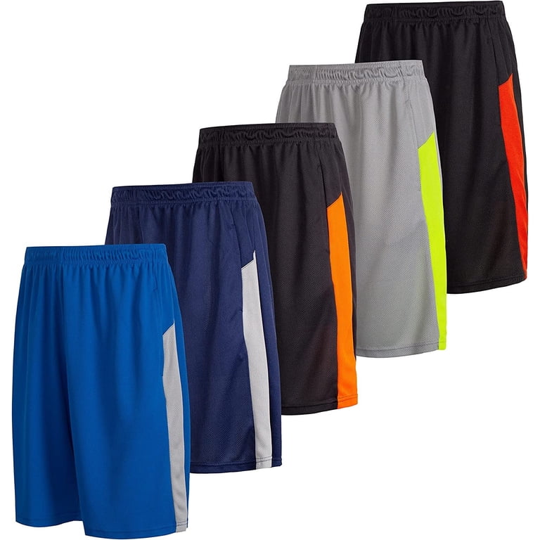 Essential Elements Confezione Da 5 Pantaloncini Sportivi Uomo Con Tasche - 100% Poliestere Traspirante - Multicolore Taglia S