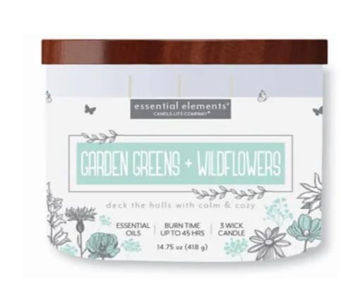Garden Greens & Wildflowers 3-Wick Soy Jar Candle 14.75oz