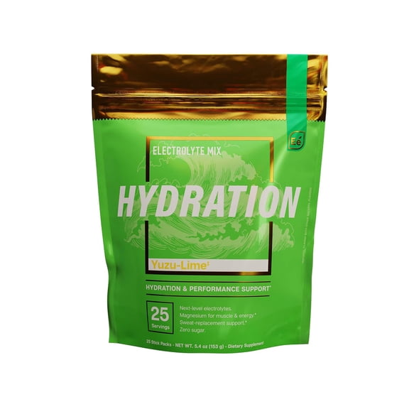 Essential Elements Hydration Packets - Yuzu Lime - Electrolytes Powder No Sugar - Electrolyte Drink Mix - Superior Hydration with ACV & Vitamin C - 25 Stick packs