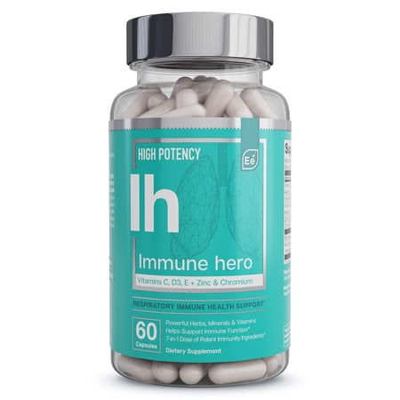 Essential Elements Immune Support Supplement - with Vitamin C, Zinc, Echinacea, Chromium and More | Multi-System Immunity Booster | Immune Hero 60 Veggie Capsules