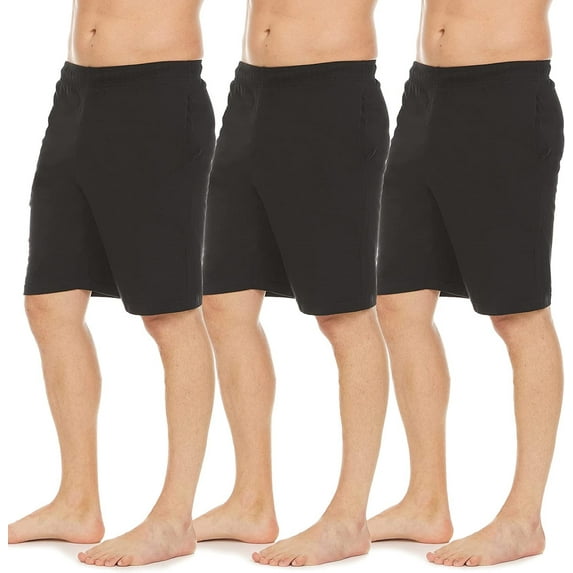 Essential Elements Men's Pajama Shorts - 3 Pack Sleep Shorts - 100% Cotton Shorts, Sleeping Shorts for Men X-Large, Black