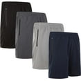thumbnail image 1 of Essential Elements Mens Modern Fit Active Shorts with Zipper Pockets - 4 Pack, Moisture-Wicking, Quick-Dry Running Shorts, 1 of 7