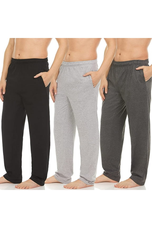 Pajama Pants for Men - 3 Pack Pajama Bottoms - 100% Cotton Lounge Pants, Comfortable PJ Pants
