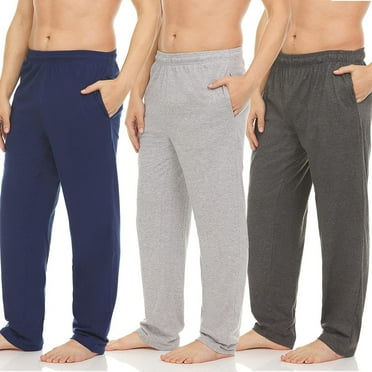 Essential Elements Pajama Pants for Men - 3 Pack Pajama Bottoms - 100% Cotton Lounge Pants, Comfortable PJ Pants