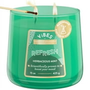 Candle-Lite ViBES Herbaceous Mint Mood-Enhancing Scented Candles, 15 oz Jar, Aromatherapy, Proudly Poured in the USA, 2-Wick, 86 Hours Burn Time, Perfect Relaxation Gift