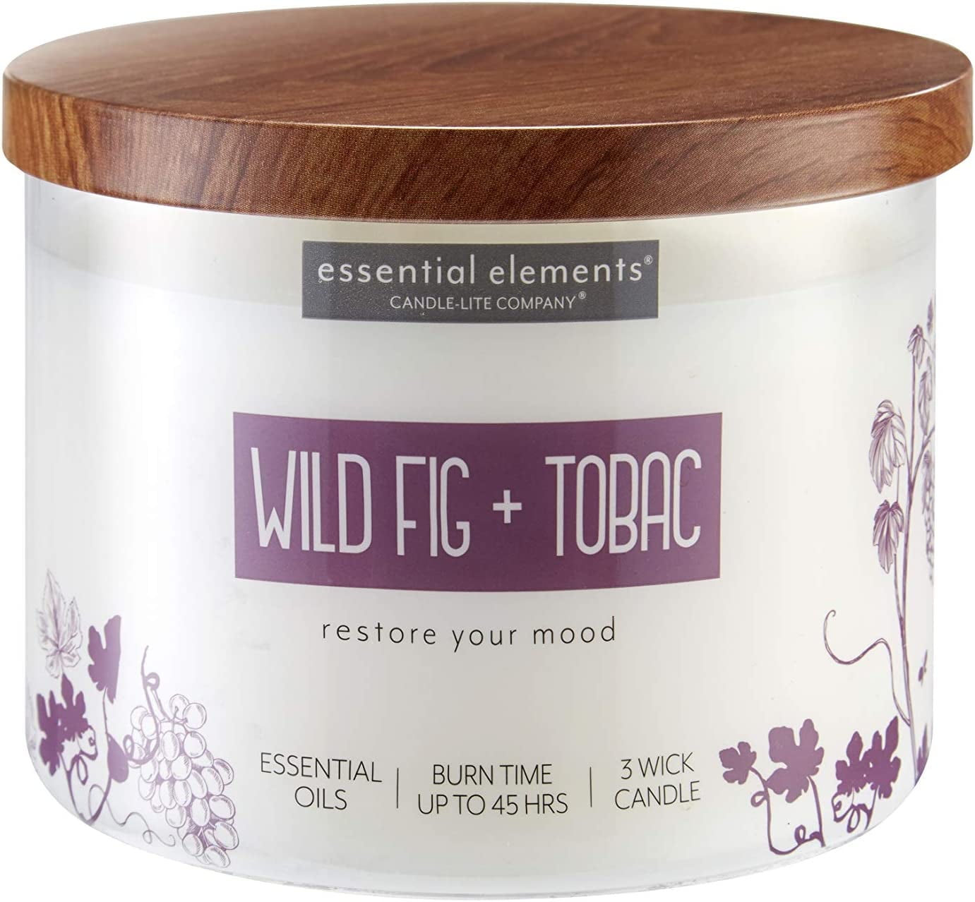 Wild Fig & Tobac Scented Soy Wax 3-Wick Round Candle