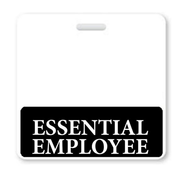 Essential Employee Badge Buddy - Heavy Duty Horizontal Badge Buddies for Essential Workers - Spill & Tear Proof Cards - 2 Sided USA Printed Quick Role Identifier ID Tag Backer by Specialist ID