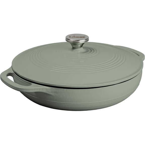 Essential Enamel Braiser 3.5 Quart - Refrigerator- & Oven-Safe up to 500 F - Heat-Retaining, Induction-Safe & PFAS-Free Enamel Cookware - Desert Sage